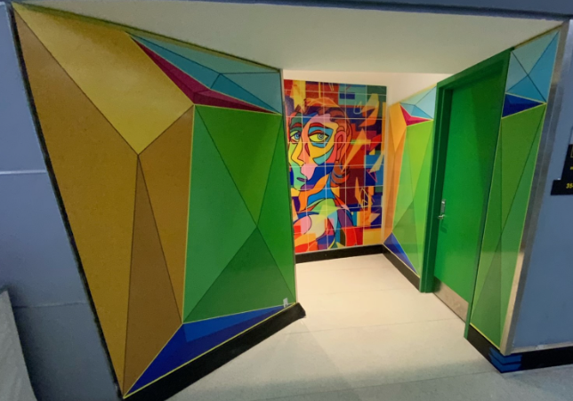Picasso-inspired BioCarbon Laminates mounted on the walls around JFK airport in New York, United States of America.